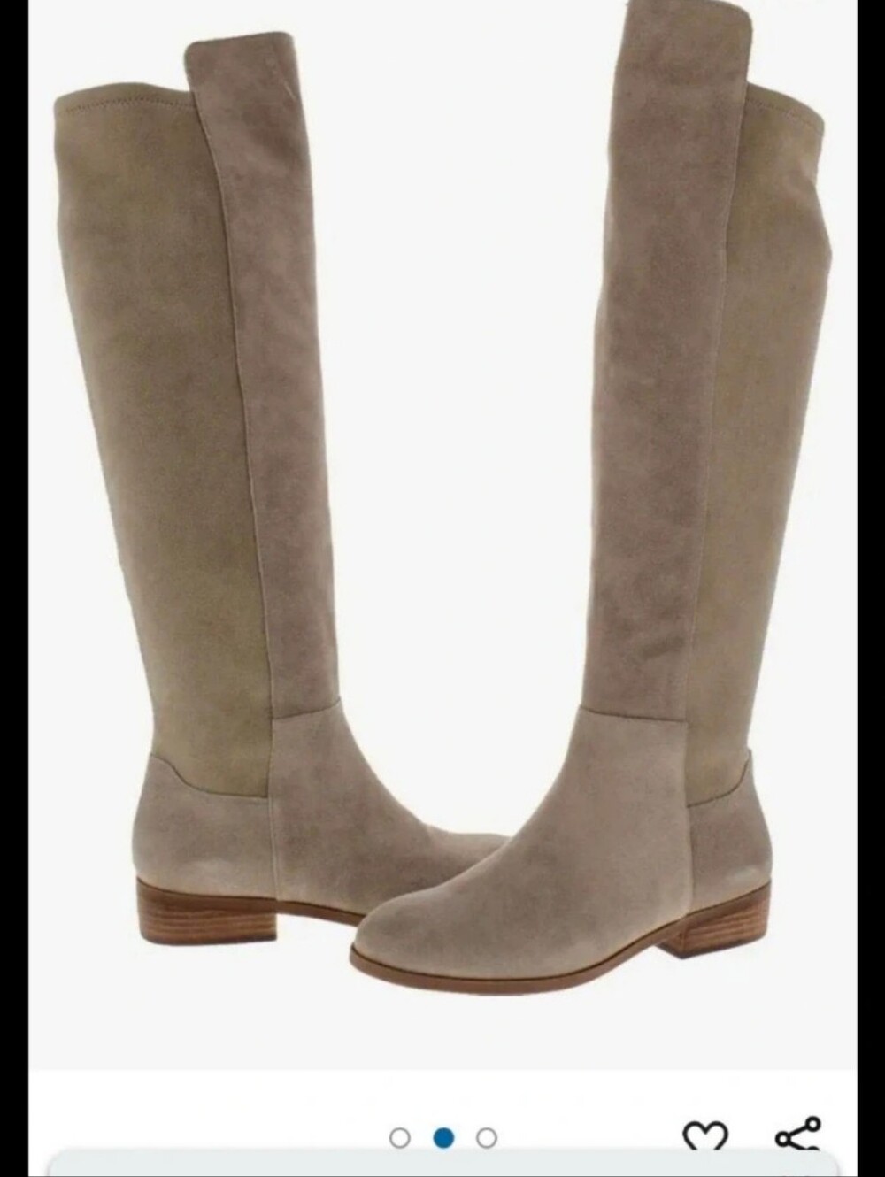 Knee-High Suede Riding Boots in Taupe